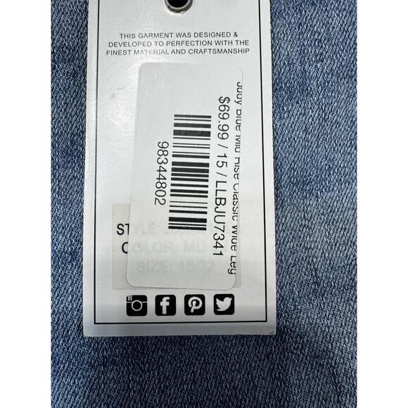 Judy Blue Wide Leg Jeans Mid Wash Quiet Luxury SZ 15 NWT - Picture 4 of 12